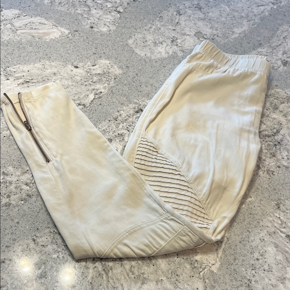 Beulah Cream Elastic Waist Cotton Riding Pants Leggings Size M